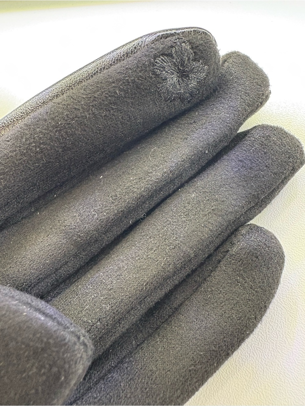 Lands' End Black Leather Gloves with Brown Leopard Faux Fur Cuff NWT Touchscreen - Picture 4 of 7